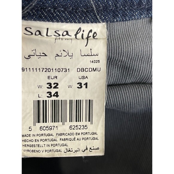 Salsa 1st Level Jeans Mens Size 31 Distressed Mix Media Blue Denim - Picture 12 of 16
